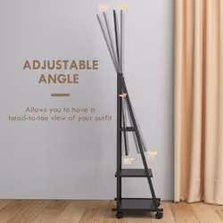 HOMCOM Movable Full Length Mirror Adjustable Full Body Mirror with 2 Shelves