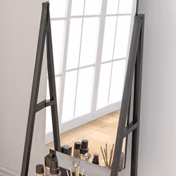 HOMCOM Movable Full Length Mirror Adjustable Full Body Mirror with 2 Shelves - Additional view 7
