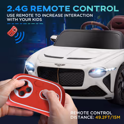 HOMCOM Bentley Bacalar Licensed 12V Kids Electric Ride-On w/ Remote - White - Additional view 4