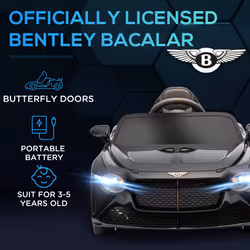 HOMCOM Bentley Bacalar Licensed 12V Kids Electric Ride-On w/ Remote - Black