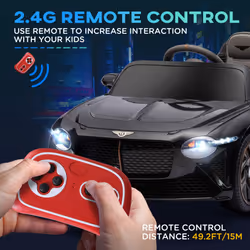 HOMCOM Bentley Bacalar Licensed 12V Kids Electric Ride-On w/ Remote - Black