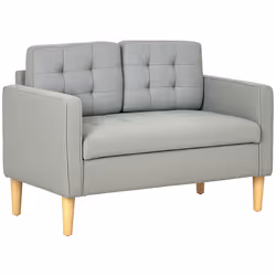 HOMCOM Compact Loveseat Sofa 2 Seater Sofa with Wood Legs, Light Grey - Additional view 8