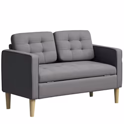 HOMCOM Compact 2 Seater Sofa with Hidden Storage and Rubberwood Legs Grey - Additional view 8