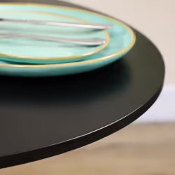 HOMCOM Round Dining Table w/ Steel Base, Non-slip Pad for Living Room Black - Additional view 4