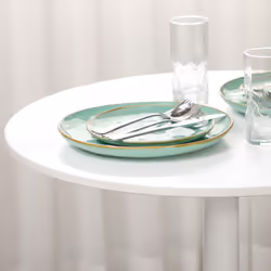 HOMCOM Round Dining Table w/ Steel Base, Non-slip Pad for Living Room White - Additional view 4