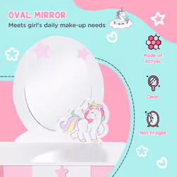HOMCOM Girls Dressing Table with Mirror, Stool, Pretend Play Toy - Additional view 5