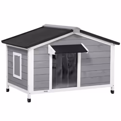 PawHut Wooden Dog Kennel for Outside 109L x 79W x 72H cm, Grey - Additional view 7