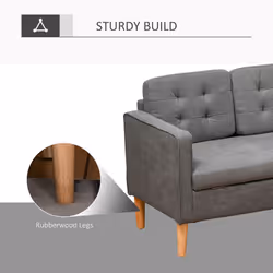 HOMCOM Modern 3 Seater Sofa with Hidden Storage and Rubber Wood Legs, Grey