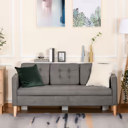 HOMCOM Modern 3 Seater Sofa with Hidden Storage and Rubber Wood Legs, Grey - Additional view 6