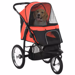 PawHut Three-Wheel Pet Stroller, for Medium, Small Dogs, Foldable Cat Pram - Red - Additional view 8