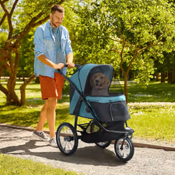 PawHut 3 Wheel Pet Stroller, for Medium Small Dogs, Foldable Cat Pram - Green