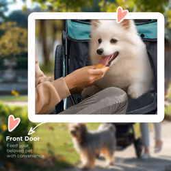 PawHut 3 Wheel Pet Stroller, for Medium Small Dogs, Foldable Cat Pram - Green - Additional view 5