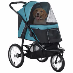 PawHut 3 Wheel Pet Stroller, for Medium Small Dogs, Foldable Cat Pram - Green - Additional view 8