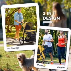 PawHut 3 Wheel Pet Stroller, for Medium Small Dogs, Foldable Cat Pram - Yellow