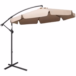 Outsunny 2.7m Garden Cantilever Banana Parasol Sun Shade w/ Crank, Light Brown - Additional view 8