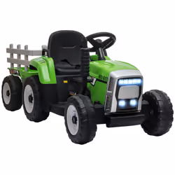 HOMCOM Ride On Tractor with Detachable Trailer, Remote Control, Music - Green
