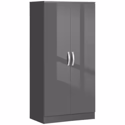 HOMCOM Modern Wardrobe Closet, Clothes Cabinet with High Glossing Door, Grey - Additional view 7