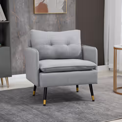 HOMCOM Modern Upholstered One Seater Sofa for Bedroom Living Room Grey