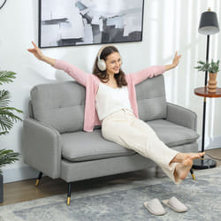 HOMCOM Modern Upholstered Two Seater Sofa for Bedroom Living Room Grey