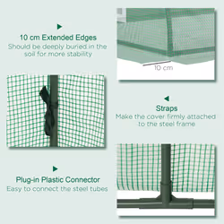 Outsunny PE Mini Greenhouse, 3 M Portable Tunnel Green House w/ 5 Mesh Windows - Additional view 4
