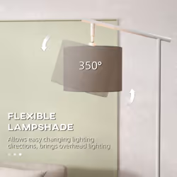 HOMCOM Floor Lamp with 350 Rotating Lampshade, LED Bulb Included, Grey - Additional view 4
