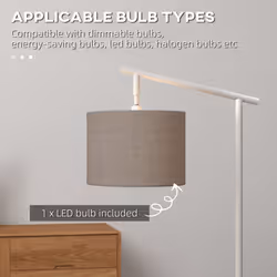 HOMCOM Floor Lamp with 350 Rotating Lampshade, LED Bulb Included, Grey - Additional view 6