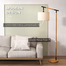 HOMCOM Floor Lamp with 350 Rotating Lampshade, LED Bulb Included, Brown