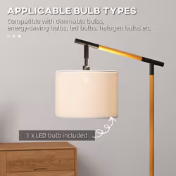 HOMCOM Floor Lamp with 350 Rotating Lampshade, LED Bulb Included, Brown - Additional view 5