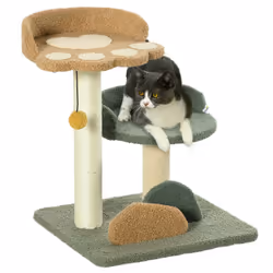 PawHut Small Cat Tree for Indoor Cats, Scratching Posts with Two Beds, Toy Ball - Additional view 8