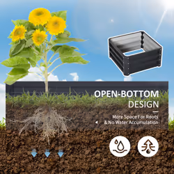 Outsunny Set of 2 Raised Garden Bed Galvanised Planter Box, Grey - Additional view 4