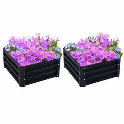 Outsunny Set of 2 Raised Garden Bed Galvanised Planter Box, Grey - Additional view 8