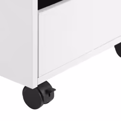 MDF Mobile File Cabinet w/ 3 Drawers Locking Wheels Metal Rails White - Additional view 6