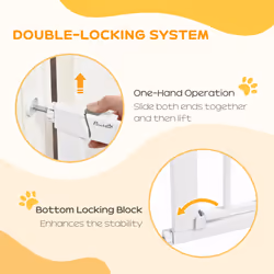 PawHut 75-82 cm Pet Safety Gate Pressure Fit Stair w/ Small Door Double Locking
