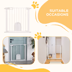 PawHut 75-82 cm Pet Safety Gate Pressure Fit Stair w/ Small Door Double Locking - Additional view 5