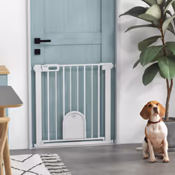 PawHut 75-82 cm Pet Safety Gate Pressure Fit Stair w/ Small Door Double Locking - Additional view 6
