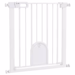 PawHut 75-82 cm Pet Safety Gate Pressure Fit Stair w/ Small Door Double Locking - Additional view 7