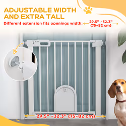 PawHut 75-82 cm Pet Safety Gate Pressure Fit Stair w/ Small Door Double Locking - Additional view 8