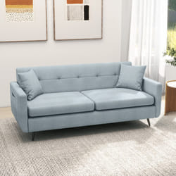 HOMCOM 3 Seater Sofa 165cm Modern Fabric Couch with Wood Legs and Pockets Blue