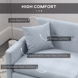 HOMCOM 3 Seater Sofa 165cm Modern Fabric Couch with Wood Legs and Pockets Blue