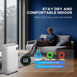 HOMCOM 16L/Day Quiet Air Dehumidifier with Purifier, UVC, Ioniser, Timer, White - Additional view 6