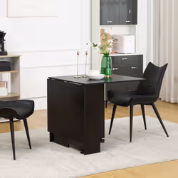 HOMCOM Rolling Drop Leaf Dining Table Folding Kitchen Table with Open Shelves - Additional view 5