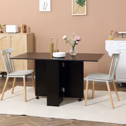HOMCOM Rolling Drop Leaf Dining Table Folding Kitchen Table with Open Shelves - Additional view 7
