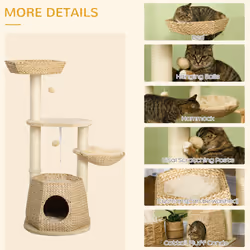 PawHut Cat Tree Activity Centre with Cattail Fluff Bed House Sisal Post Ball