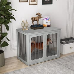 PawHut Dog Crate End Table w/ Locks and Latches, for Large Dogs