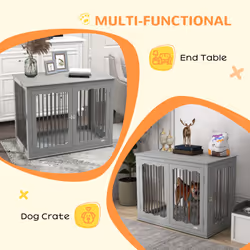 PawHut Dog Crate End Table w/ Locks and Latches, for Large Dogs