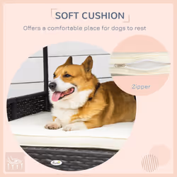 PawHut Wicker Dog House, Rattan Pet Bed with Soft Cushion, Cat Basket - Cream - Additional view 6