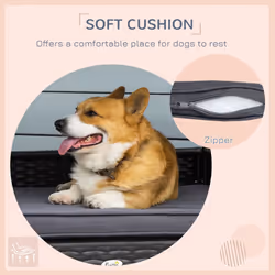 PawHut Wicker Dog House, Rattan Pet Bed with Soft Cushion, Cat Basket - Grey - Additional view 6