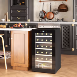 24 Bottles Wine Fridge with Glass Door Digital Touch Screen Control LED Light