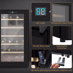 24 Bottles Wine Fridge with Glass Door Digital Touch Screen Control LED Light - Additional view 6