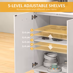 HOMCOM Sideboard Kitchen Storage Cabinet with 2 Drawers, High Gloss White